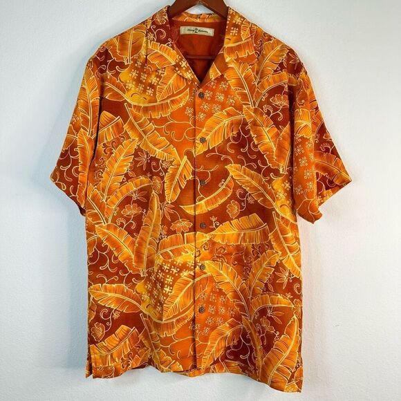 Vintage Tommy Bahama 100% Silk Tropical Floral Button Front Shirt Mens Small - Picture 1 of 8